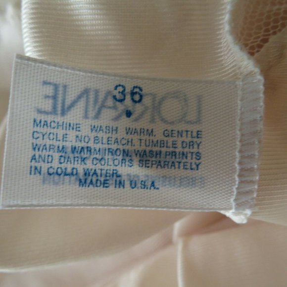 Vintage 70s Lorraine Beige Full Dress Slip Nylon Lace Glam Pin Up Lingerie USA - Picture 2 of 10